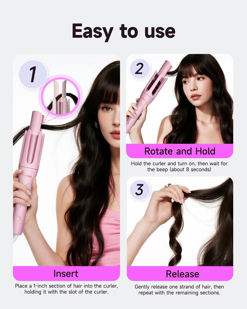 TSUYAGLA Automatic Curling Iron,1 1/4 Hair Curler with 3 Temperatures, 10S Fast Heating, 2-Way Rotation, 30 Min Auto Shut-Off, 500 Million Ionic, Anti-Scald-Tangle for Long Hair - Image 3